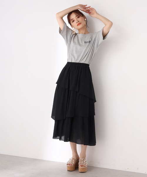 one after another NICE CLAUP（ワンアフターアナザーナイスクラップ）の「3段ティアードスカート（スカート・レディース・ブラック/オフホワイト/イエロー/アイボリー・FREE）」の8枚目の写真