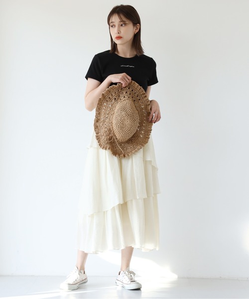 one after another NICE CLAUP（ワンアフターアナザーナイスクラップ）の「3段ティアードスカート（スカート・レディース・ブラック/オフホワイト/イエロー/アイボリー・FREE）」の17枚目の写真