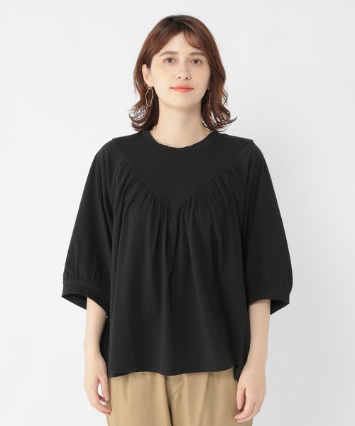 studio CLIP(スタディオクリップ)の「フロントギャザー切り替えプルオーバー(Tシャツ/カットソー・レディース・ライトグレー/ブラウン/ブラック・FREE)」の11枚目の写真