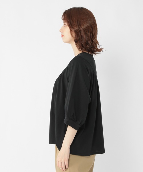 studio CLIP(スタディオクリップ)の「フロントギャザー切り替えプルオーバー(Tシャツ/カットソー・レディース・ライトグレー/ブラウン/ブラック・FREE)」の5枚目の写真