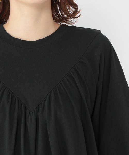 studio CLIP(スタディオクリップ)の「フロントギャザー切り替えプルオーバー(Tシャツ/カットソー・レディース・ライトグレー/ブラウン/ブラック・FREE)」の4枚目の写真