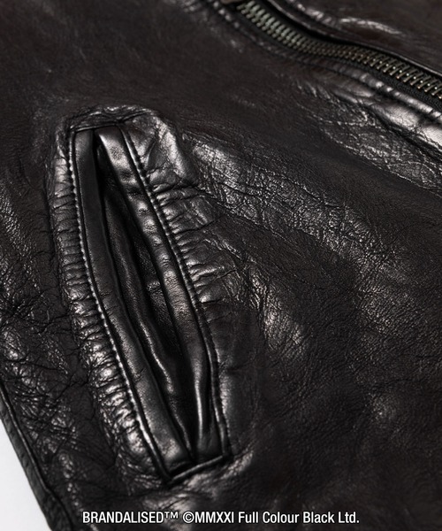 glamb(グラム)の「Painted double riders (“Knife Rat” & “Squares Vs Rat”) / ペインテッドダブルライダース (“Knife Rat” & “Squares Vs Rat”)【Brandalisedコラボレーションアイテム】(ライダースジャケット・メンズ・ブラック・S/M/L)」の9枚目の写真