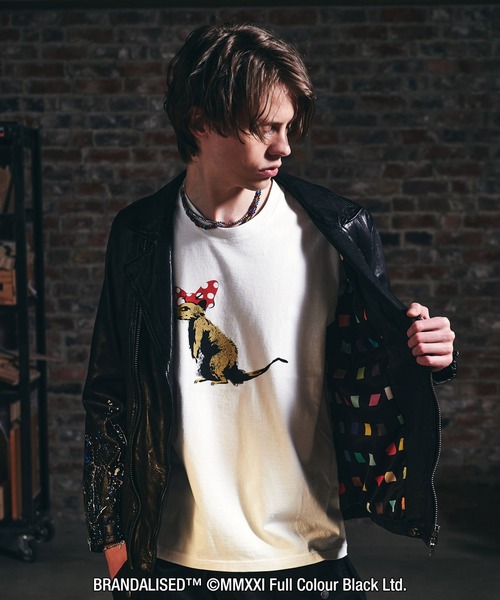 glamb(グラム)の「Painted double riders (“Knife Rat” & “Squares Vs Rat”) / ペインテッドダブルライダース (“Knife Rat” & “Squares Vs Rat”)【Brandalisedコラボレーションアイテム】(ライダースジャケット・メンズ・ブラック・S/M/L)」の13枚目の写真