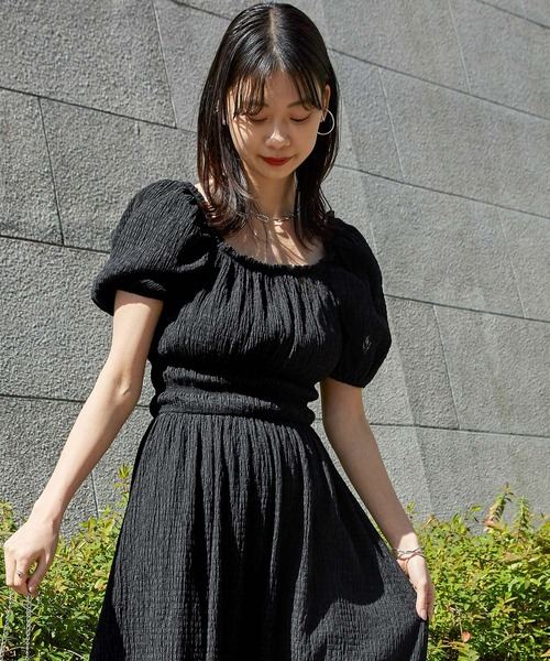 希少【ザラ】パフスリーブ カットアウト ロング ワンピース シャーリング S 黒 ZARA カットアウトパフスリーブワンピース｜Yahoo!フリマ（旧