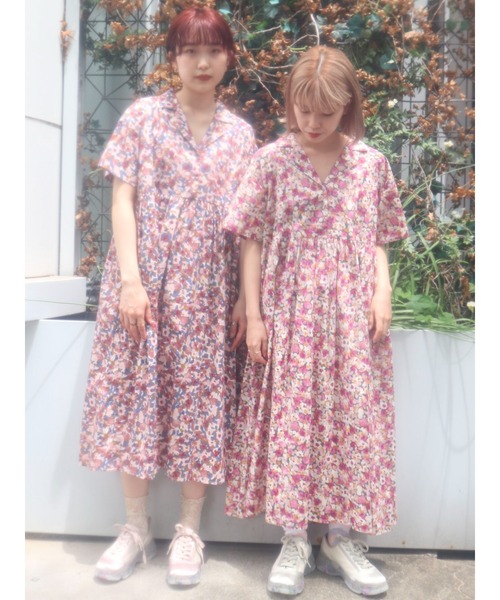 merry jenny（メリージェニー）の「flowerオープンカラーシャツワンピース（ワンピース・レディース・ピンク/ブルー・FREE）」の3枚目の写真