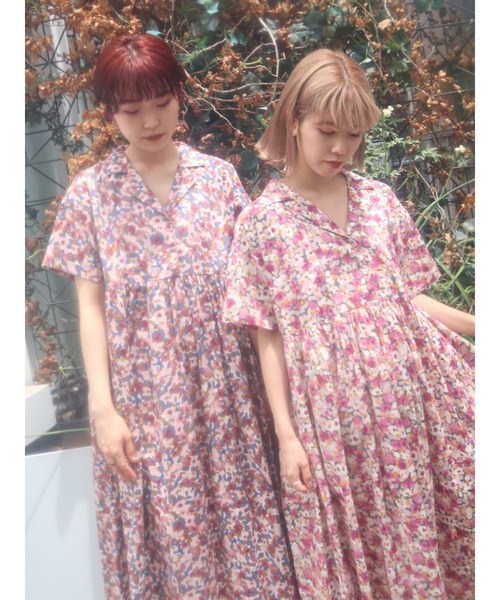 merry jenny（メリージェニー）の「flowerオープンカラーシャツワンピース（ワンピース・レディース・ピンク/ブルー・FREE）」の5枚目の写真