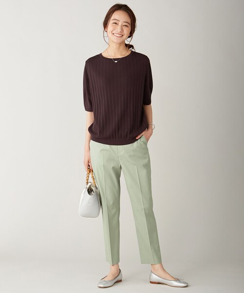 J.PRESS Ladies(J.プレス レディス)の「【UVカット・洗える】Functional Cotton Blend プリーツ ニット(ニット/セーター・レディース・ピンク系/ダークブラウン系/ベージュ系/スモーキーグリーン系・SMALL)」の5枚目の写真
