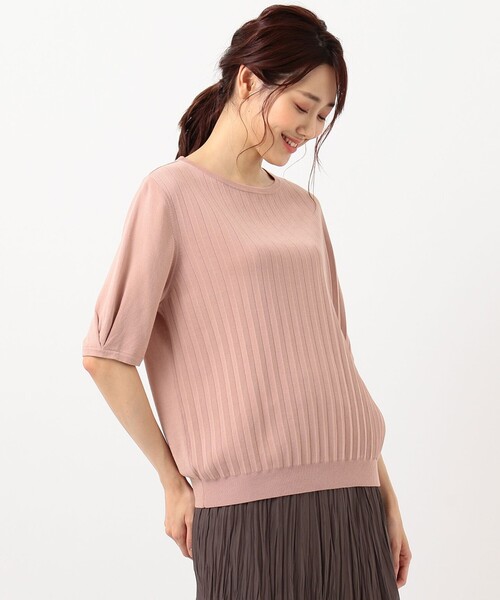 J.PRESS Ladies(J.プレス レディス)の「【UVカット・洗える】Functional Cotton Blend プリーツ ニット(ニット/セーター・レディース・ピンク系/ダークブラウン系/ベージュ系/スモーキーグリーン系・SMALL)」の17枚目の写真