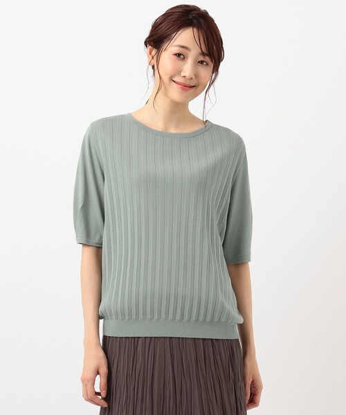 J.PRESS Ladies(J.プレス レディス)の「【UVカット・洗える】Functional Cotton Blend プリーツ ニット(ニット/セーター・レディース・ピンク系/ダークブラウン系/ベージュ系/スモーキーグリーン系・SMALL)」の13枚目の写真