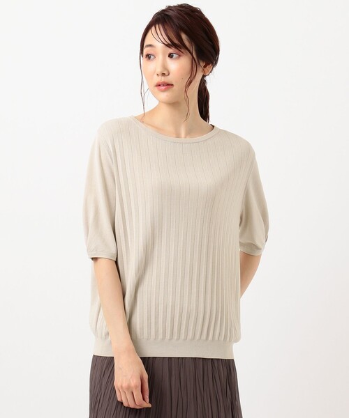 J.PRESS Ladies(J.プレス レディス)の「【UVカット・洗える】Functional Cotton Blend プリーツ ニット(ニット/セーター・レディース・ピンク系/ダークブラウン系/ベージュ系/スモーキーグリーン系・SMALL)」の19枚目の写真