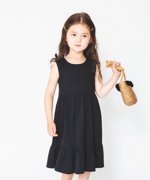 BRANSHES(ブランシェス)の「【接触冷感】肩リボンノースリーブワンピース(ワンピース・キッズ・ブラック/パープル・80cm/90cm/110cm/100cm/120cm/130cm/140cm/150cm)」の4枚目の写真