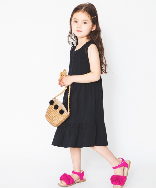 BRANSHES(ブランシェス)の「【接触冷感】肩リボンノースリーブワンピース(ワンピース・キッズ・ブラック/パープル・80cm/90cm/110cm/100cm/120cm/130cm/140cm/150cm)」の7枚目の写真
