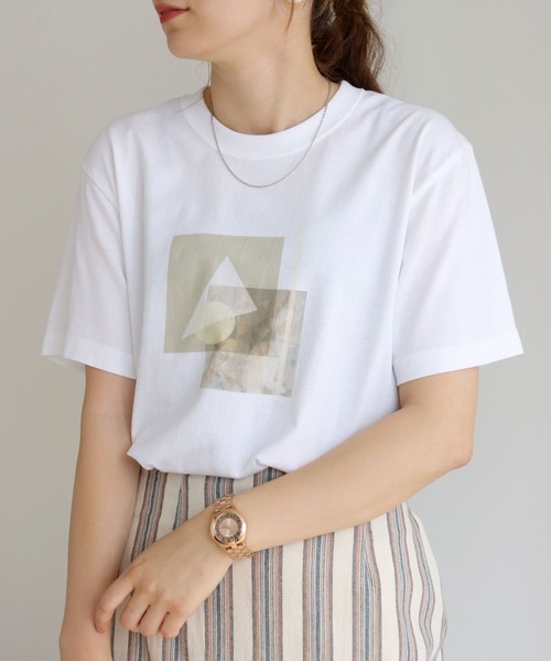 HER CLOSET(ハークローゼット)の「【HERCLOSET】ニュアンスプリントTシャツ(Tシャツ/カットソー・レディース・ホワイト系その他3/ホワイト/ホワイト系その他/ホワイト系その他2・S/M)」の20枚目の写真