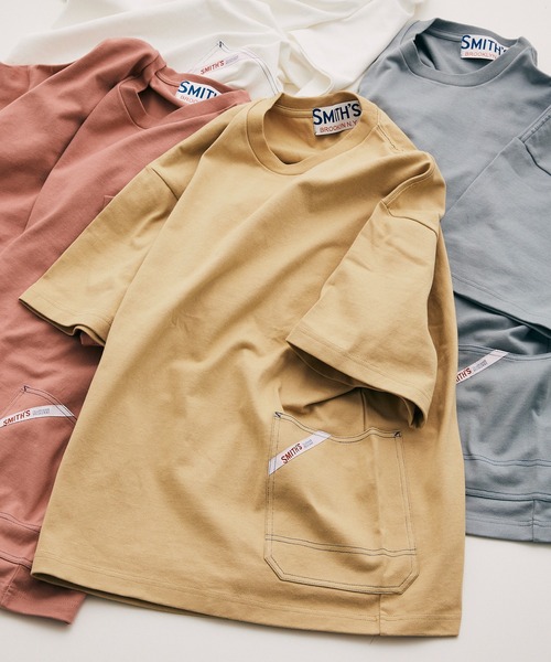 JOURNAL STANDARD relume(ジャーナルスタンダード レリューム)の「【SMITH`S × relume / スミス】STITCH サイドポケット Tシャツ(Tシャツ/カットソー・メンズ・ブルー/ベージュ/ホワイト/ブラウン・MEDIUM/LARGE)」の1枚目の写真