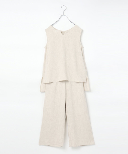 VENCEEXCHANGE（ヴァンスエクスチェンジ）の「レーヨン麻ノースリセットアップ（その他トップス・レディース・ダークグリーン/オフホワイト/ブルー・M）」の2枚目の写真