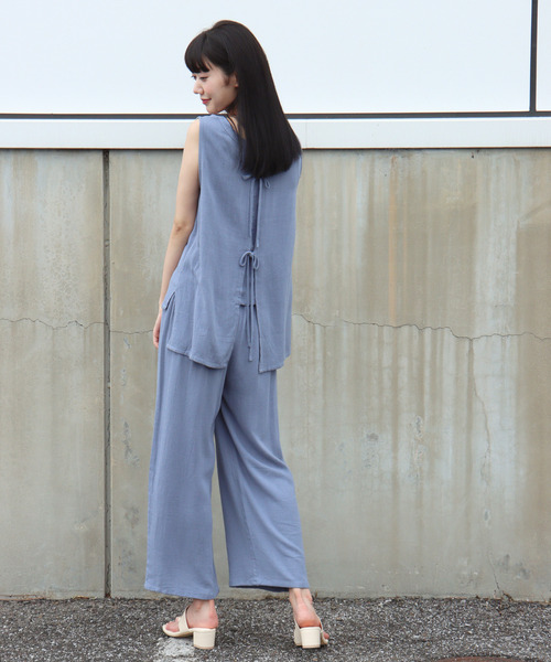 VENCEEXCHANGE（ヴァンスエクスチェンジ）の「レーヨン麻ノースリセットアップ（その他トップス・レディース・ダークグリーン/オフホワイト/ブルー・M）」の3枚目の写真