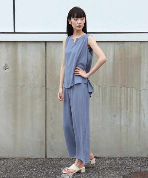 VENCEEXCHANGE（ヴァンスエクスチェンジ）の「レーヨン麻ノースリセットアップ（その他トップス・レディース・ダークグリーン/オフホワイト/ブルー・M）」の16枚目の写真