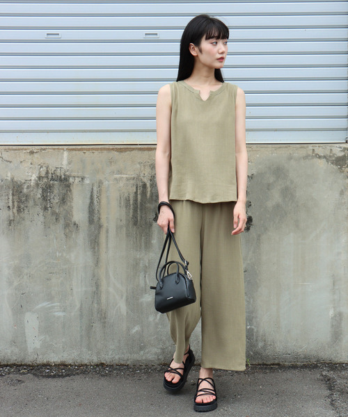 VENCEEXCHANGE（ヴァンスエクスチェンジ）の「レーヨン麻ノースリセットアップ（その他トップス・レディース・ダークグリーン/オフホワイト/ブルー・M）」の15枚目の写真