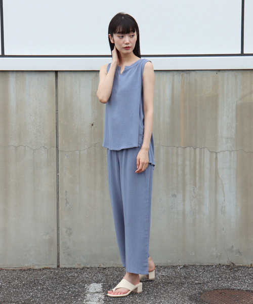 VENCEEXCHANGE（ヴァンスエクスチェンジ）の「レーヨン麻ノースリセットアップ（その他トップス・レディース・ダークグリーン/オフホワイト/ブルー・M）」の18枚目の写真