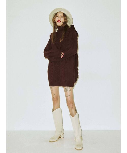 jouetie（ジュエティ）の「フリルチュニックニット（ニット/セーター・レディース・アイボリー/ブラック/レッド/グリーン/ブラウン・MEDIUM）」の13枚目の写真