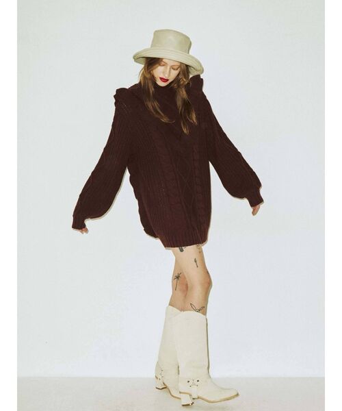 jouetie（ジュエティ）の「フリルチュニックニット（ニット/セーター・レディース・アイボリー/ブラック/レッド/グリーン/ブラウン・MEDIUM）」の14枚目の写真