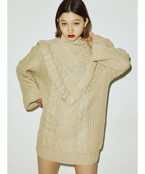 jouetie（ジュエティ）の「フリルチュニックニット（ニット/セーター・レディース・アイボリー/ブラック/レッド/グリーン/ブラウン・MEDIUM）」の16枚目の写真