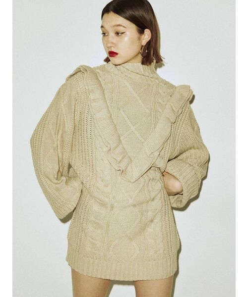 jouetie（ジュエティ）の「フリルチュニックニット（ニット/セーター・レディース・アイボリー/ブラック/レッド/グリーン/ブラウン・MEDIUM）」の17枚目の写真