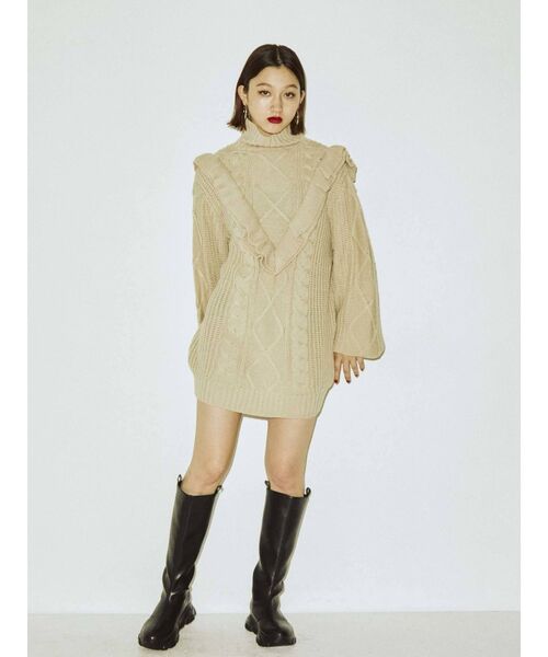 jouetie（ジュエティ）の「フリルチュニックニット（ニット/セーター・レディース・アイボリー/ブラック/レッド/グリーン/ブラウン・MEDIUM）」の19枚目の写真