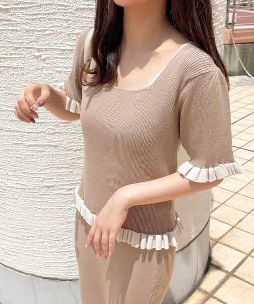 apres jour（アプレジュール）の「リブニットフリルトップス【ZOZOTOWN限定アイテム】（ニット/セーター・レディース・アイボリー/モカ・X-LARGE/フリー）」の13枚目の写真