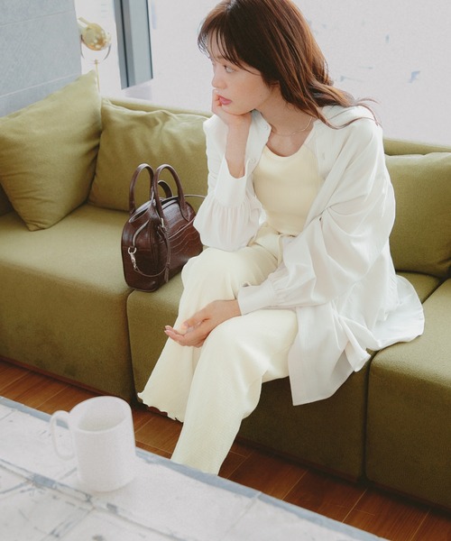 GLOBAL WORK(グローバルワーク)の「楊柳イージーパンツ/951568(その他パンツ・レディース・ブラック/オフホワイト/パープル系その他2/ライトグリーン・MEDIUM/LARGE)」の7枚目の写真