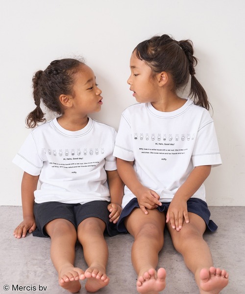 Miffy( ミッフィー)の「【WEB限定・ENFANT】MIFFY/ミッフィープリント kids Tシャツ(Tシャツ/カットソー・キッズ・ホワイト/ブラック・M/L)」の4枚目の写真