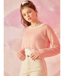 『MOMC KITS/エムオーエムシーキッツ』KITS CROP TS/クロップド丈 長袖リネンTシャツ