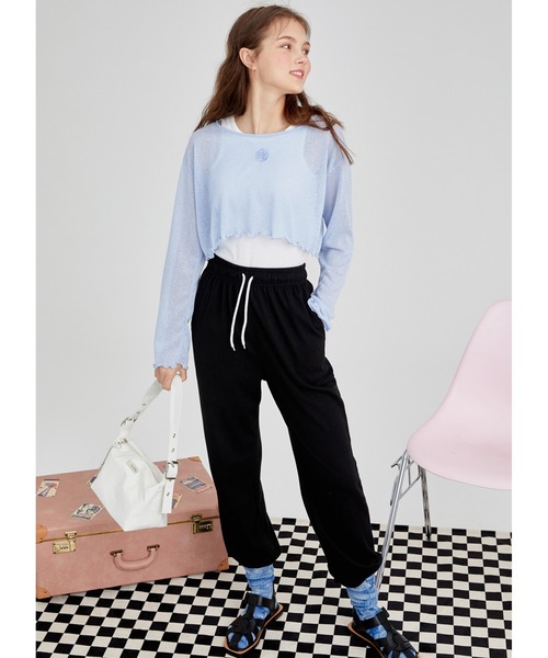 MOMC KITS(エムオーエムシーキッツ)の「『MOMC KITS/エムオーエムシーキッツ』KITS CROP TS/クロップド丈 長袖リネンTシャツ(Tシャツ/カットソー・レディース・ブラック/ピンク/ブルー・FREE)」の15枚目の写真