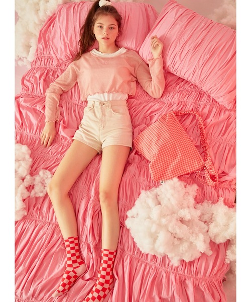 MOMC KITS(エムオーエムシーキッツ)の「『MOMC KITS/エムオーエムシーキッツ』KITS CROP TS/クロップド丈 長袖リネンTシャツ(Tシャツ/カットソー・レディース・ブラック/ピンク/ブルー・FREE)」の20枚目の写真
