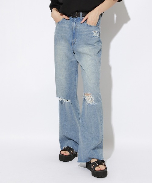 PBLIM(ページボーイリム)の「【PAGEBOYLIM】ダメージデニムパンツ【WEB限定アイテム】(デニムパンツ・レディース・ライトブルー/ブルー・MEDIUM/LARGE)」の2枚目の写真