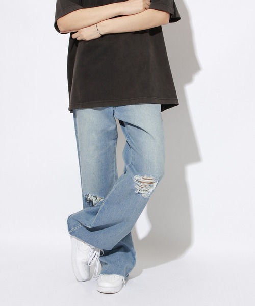 PBLIM(ページボーイリム)の「【PAGEBOYLIM】ダメージデニムパンツ【WEB限定アイテム】(デニムパンツ・レディース・ライトブルー/ブルー・MEDIUM/LARGE)」の15枚目の写真