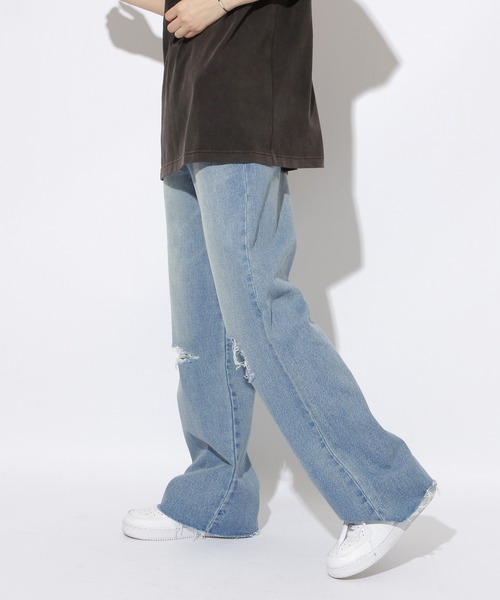 PBLIM(ページボーイリム)の「【PAGEBOYLIM】ダメージデニムパンツ【WEB限定アイテム】(デニムパンツ・レディース・ライトブルー/ブルー・MEDIUM/LARGE)」の7枚目の写真