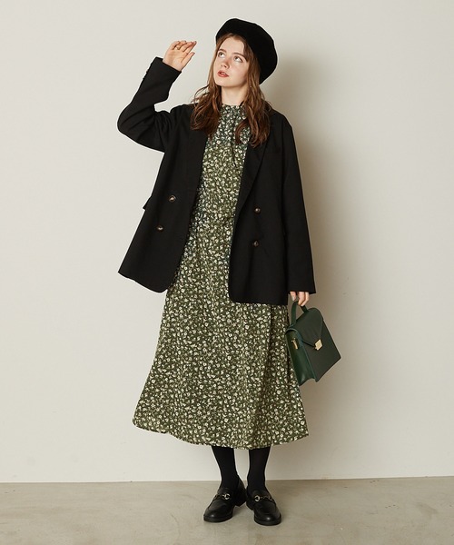 PURIL（ピュリル）の「【PURIL】花柄ウェストギャザーフレアワンピース（ワンピース・レディース・ブラック/イエロー/グリーン・S/M）」の5枚目の写真