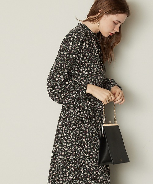 PURIL（ピュリル）の「【PURIL】花柄ウェストギャザーフレアワンピース（ワンピース・レディース・ブラック/イエロー/グリーン・S/M）」の9枚目の写真