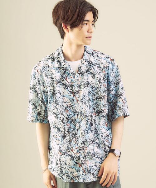 green label relaxing（グリーンレーベルリラクシング）の「＜green label relaxing＞ジャクソンポロック オープンカラー 半袖 シャツ（シャツ/ブラウス・メンズ・ナチュラル/ブラック・X-LARGE/SMALL/MEDIUM/LARGE）」の2枚目の写真