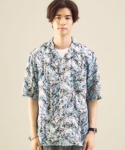 green label relaxing（グリーンレーベルリラクシング）の「＜green label relaxing＞ジャクソンポロック オープンカラー 半袖 シャツ（シャツ/ブラウス・メンズ・ナチュラル/ブラック・X-LARGE/SMALL/MEDIUM/LARGE）」の12枚目の写真