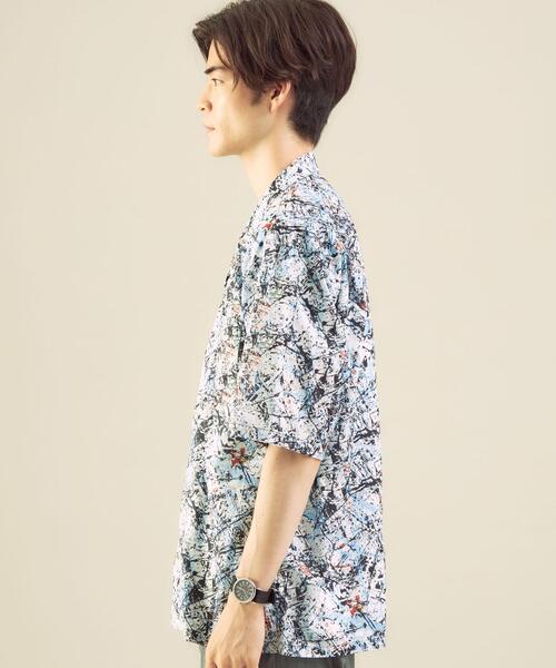 green label relaxing（グリーンレーベルリラクシング）の「＜green label relaxing＞ジャクソンポロック オープンカラー 半袖 シャツ（シャツ/ブラウス・メンズ・ナチュラル/ブラック・X-LARGE/SMALL/MEDIUM/LARGE）」の5枚目の写真