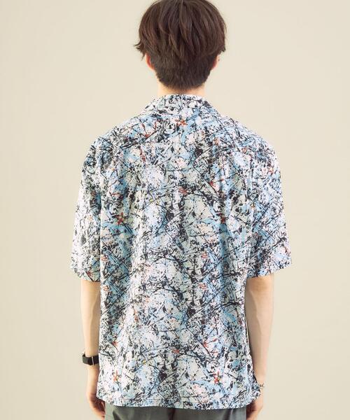 green label relaxing（グリーンレーベルリラクシング）の「＜green label relaxing＞ジャクソンポロック オープンカラー 半袖 シャツ（シャツ/ブラウス・メンズ・ナチュラル/ブラック・X-LARGE/SMALL/MEDIUM/LARGE）」の7枚目の写真