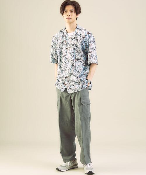 green label relaxing（グリーンレーベルリラクシング）の「＜green label relaxing＞ジャクソンポロック オープンカラー 半袖 シャツ（シャツ/ブラウス・メンズ・ナチュラル/ブラック・X-LARGE/SMALL/MEDIUM/LARGE）」の11枚目の写真