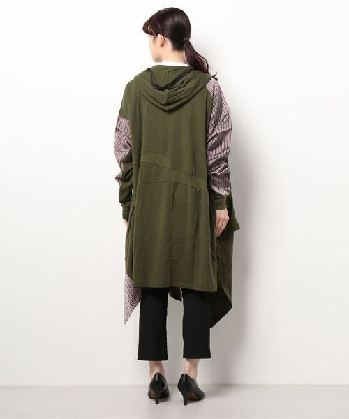 gomme（ゴム）の「60/-ファイン裏毛　切替ファスナーパーカーワンピース（パーカー・レディース・ブラック/チャコールグレー/カーキ・MEDIUM）」の11枚目の写真