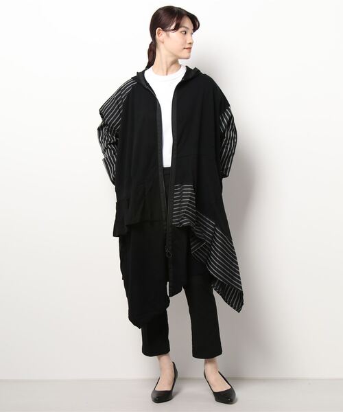 gomme（ゴム）の「60/-ファイン裏毛　切替ファスナーパーカーワンピース（パーカー・レディース・ブラック/チャコールグレー/カーキ・MEDIUM）」の20枚目の写真