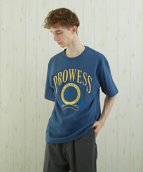TONE SELECT WEAR(トーンセレクトウェア)の「【TONE BY AS】カレッジプリントTEE(BL)(Tシャツ/カットソー・メンズ・ブルー/スミクロ/杢グレー・MEDIUM/LARGE)」の1枚目の写真