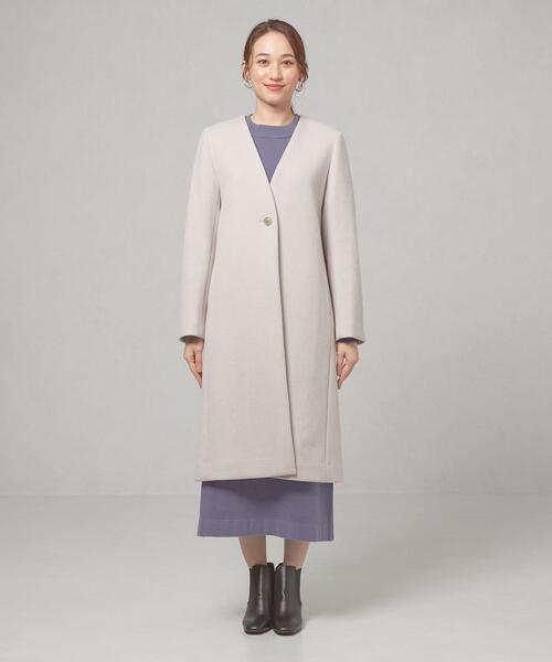 THE STATION STORE(ザ ステーション ストア)の「<closet story(クローゼットストーリー)>カラーレス 1ボタン コート(ノーカラーコート・レディース・ライトグレー/ダークグレー・S/M)」の9枚目の写真