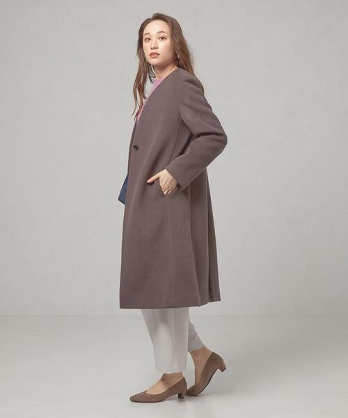 THE STATION STORE(ザ ステーション ストア)の「<closet story(クローゼットストーリー)>カラーレス 1ボタン コート(ノーカラーコート・レディース・ライトグレー/ダークグレー・S/M)」の11枚目の写真