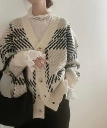 ABITOKYO | 【ABITOKYO ORIGINAL】配色ニットジャガードチェックカーデ(カーディガン/ボレロ)